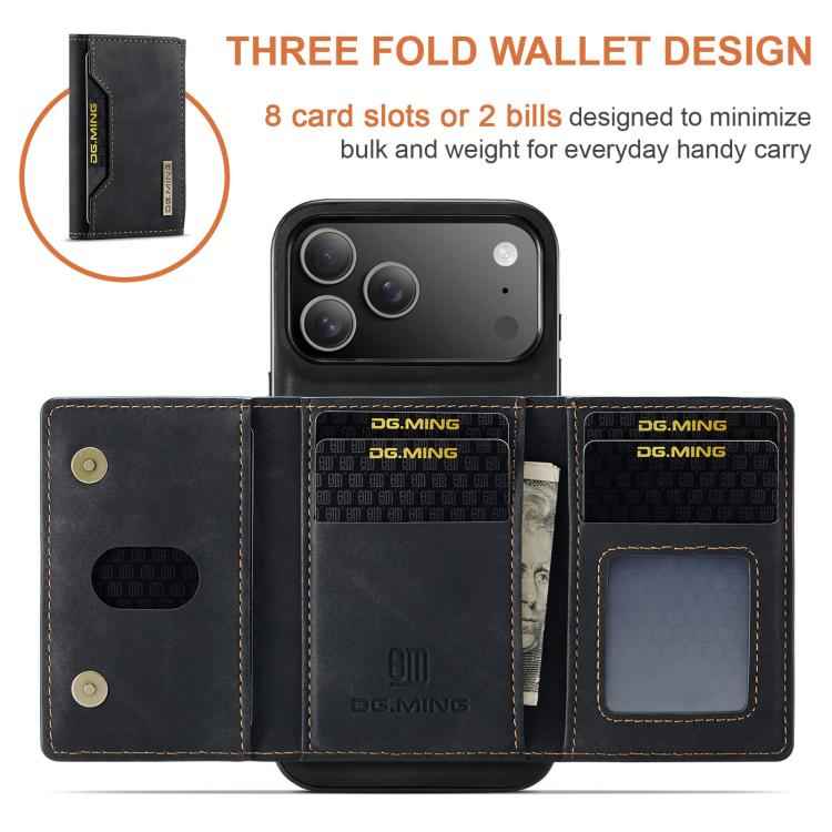 DG.MING M2 Series 3-Fold Card Bag Wallet Leather Phone Case