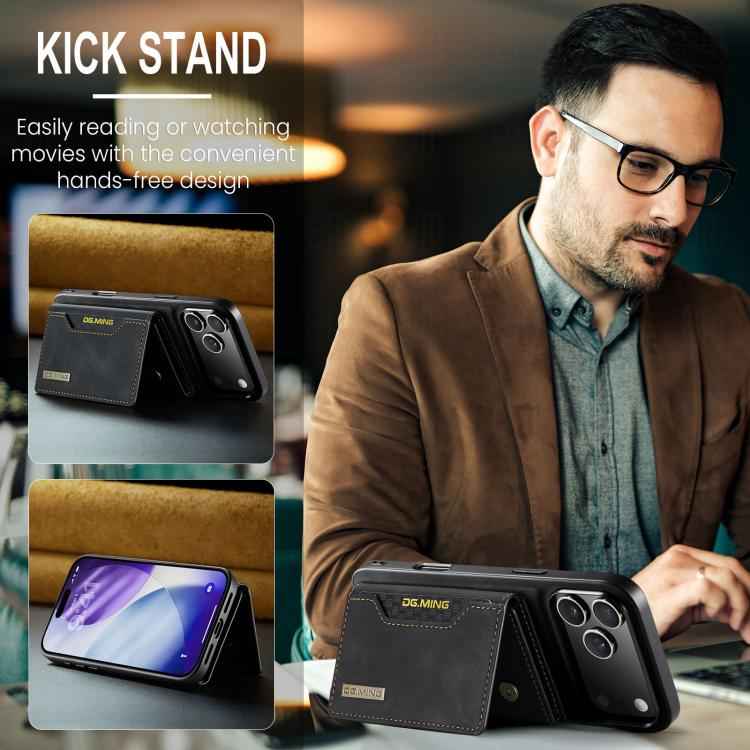 DG.MING M2 Series 3-Fold Card Bag Wallet Leather Phone Case