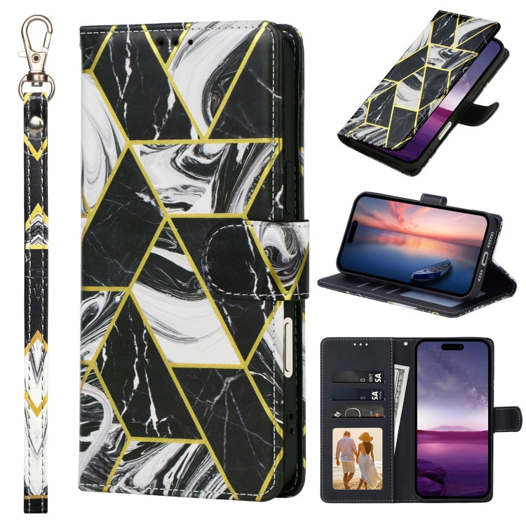 Marble Bronzing Stitching Leather Phone Case