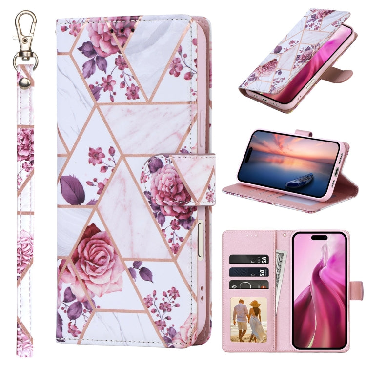 Marble Bronzing Stitching Leather Phone Case