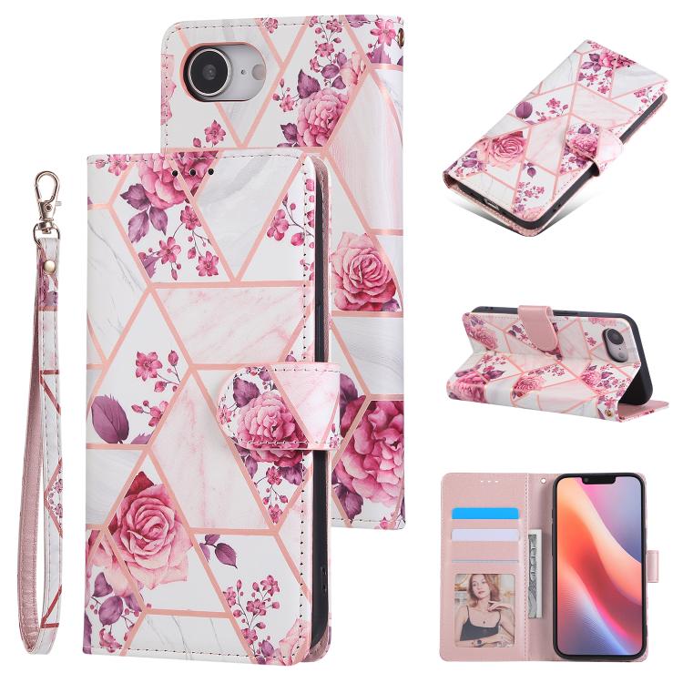 Marble Bronzing Stitching Leather Phone Case