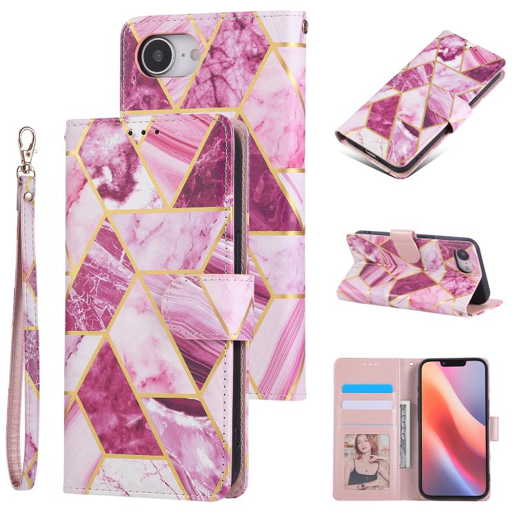 Marble Bronzing Stitching Leather Phone Case