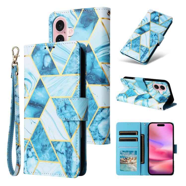 Marble Bronzing Stitching Leather Phone Case