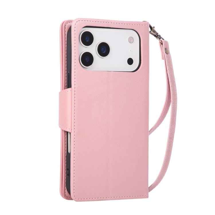 Rivet Buckle 9 Cards Three Fold Leather Phone Case