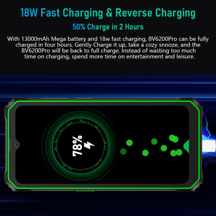 Blackview BV6200 Pro, Rugged Smartphone, 13000 mAh, 6GB+128GB, 6.56 inch, Android 14, MediaTek Helio P35 Octa Core