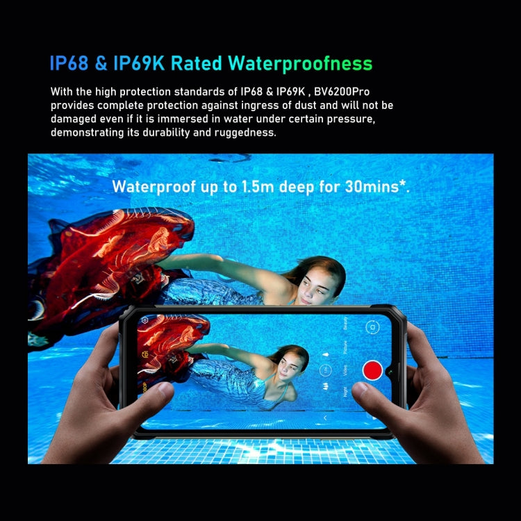 Blackview BV6200 Pro, Rugged Smartphone, 13000 mAh, 6GB+128GB, 6.56 inch, Android 14, MediaTek Helio P35 Octa Core