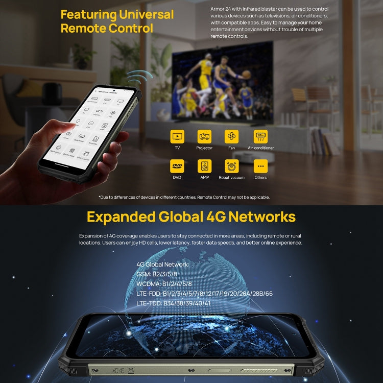 Teléfono robusto Ulefone Armor 24 con batería de 22000 mAh, pantalla de 6,78 pulgadas, Android 13, MediaTek Helio G96, 4G, NFC