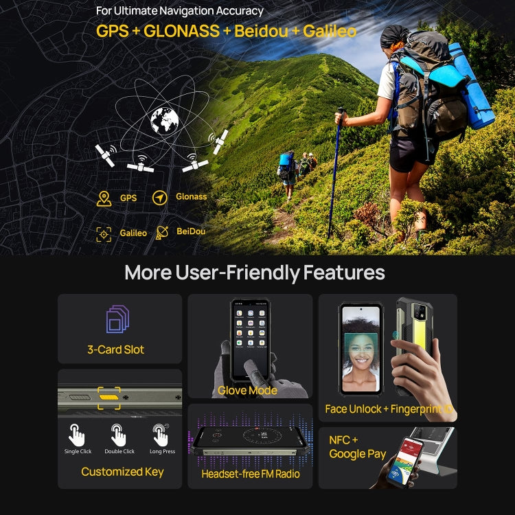 Teléfono robusto Ulefone Armor 24 con batería de 22000 mAh, pantalla de 6,78 pulgadas, Android 13, MediaTek Helio G96, 4G, NFC