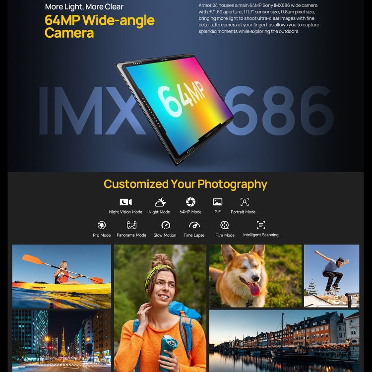 Teléfono robusto Ulefone Armor 24 con batería de 22000 mAh, pantalla de 6,78 pulgadas, Android 13, MediaTek Helio G96, 4G, NFC