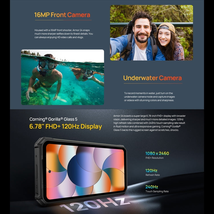 Ulefone Armor 24, Rugged Phone, 12GB+256GB, 22000mAh, 6.78 inch Android 13 MediaTek Helio G96 Octa Core