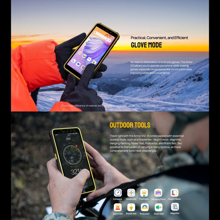 Ulefone Armor X12, Rugged Phone, Face Unlock, 5.45 inch Android 13 Go MediaTek Helio A22 Quad Core