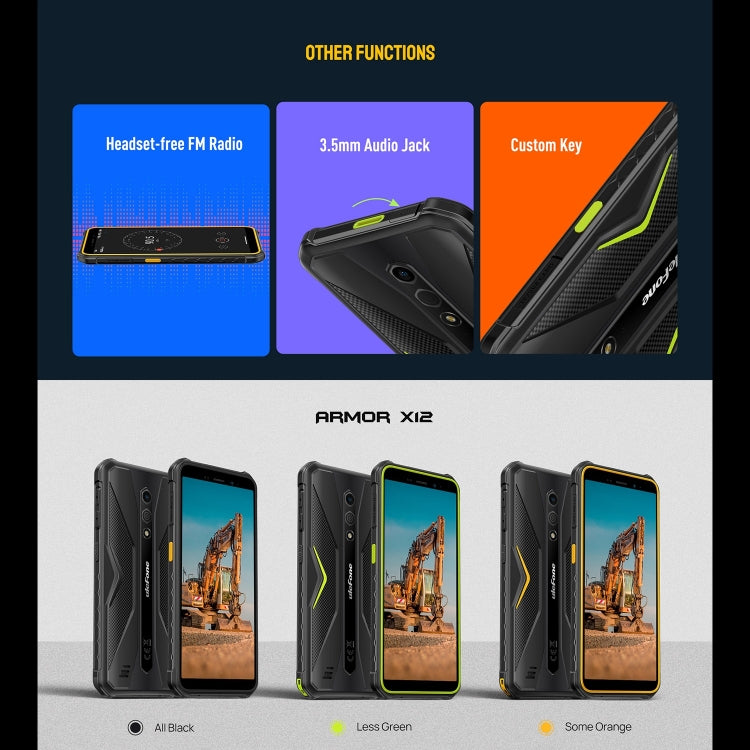 Teléfono robusto Ulefone Armor X12 con desbloqueo facial, pantalla de 5,45 pulgadas, Android 13 Go, MediaTek Helio A22, 3 GB + 32 GB, NFC 4G