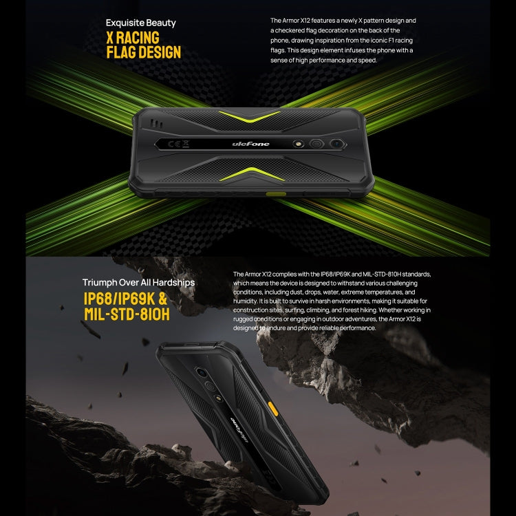 Ulefone Armor X12, Rugged Phone, Face Unlock, 5.45 inch Android 13 Go MediaTek Helio A22 Quad Core