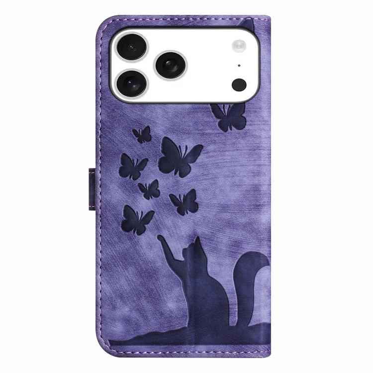 Butterfly Cat Embossing Flip Leather Phone Case