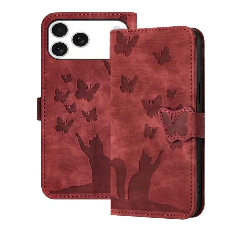Butterfly Cat Embossing Flip Leather Phone Case