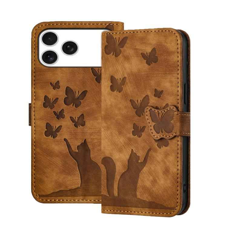 Butterfly Cat Embossing Flip Leather Phone Case