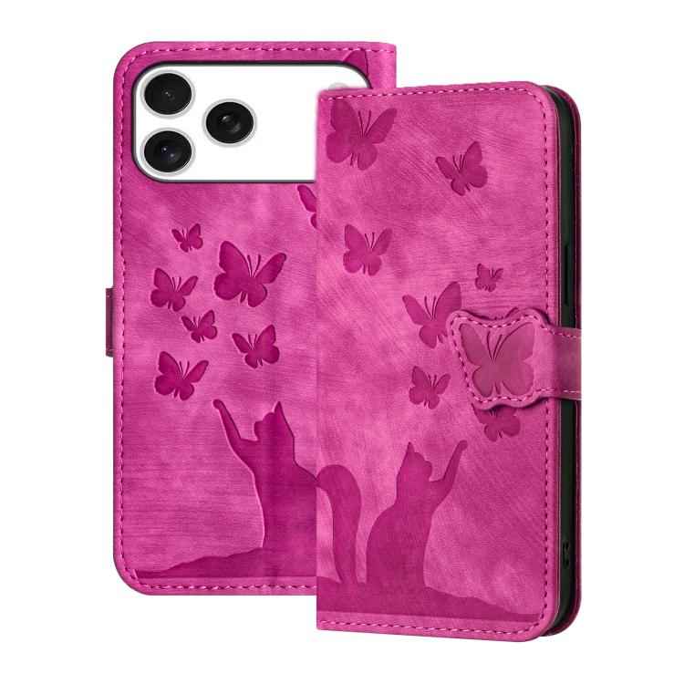 Butterfly Cat Embossing Flip Leather Phone Case