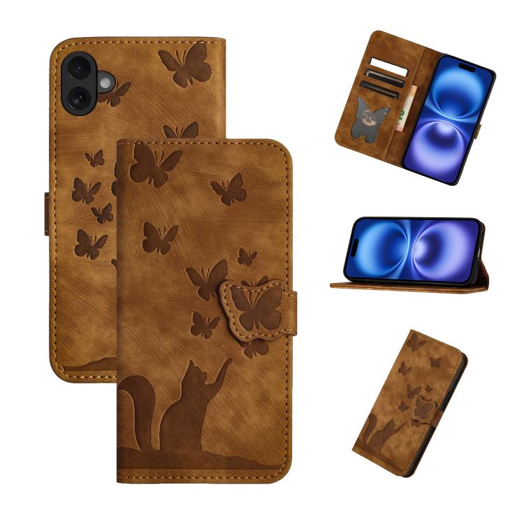 Butterfly Cat Embossing Flip Leather Phone Case