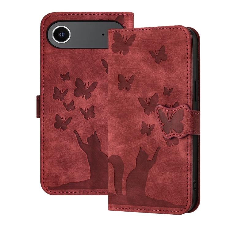 Butterfly Cat Embossing Flip Leather Phone Case