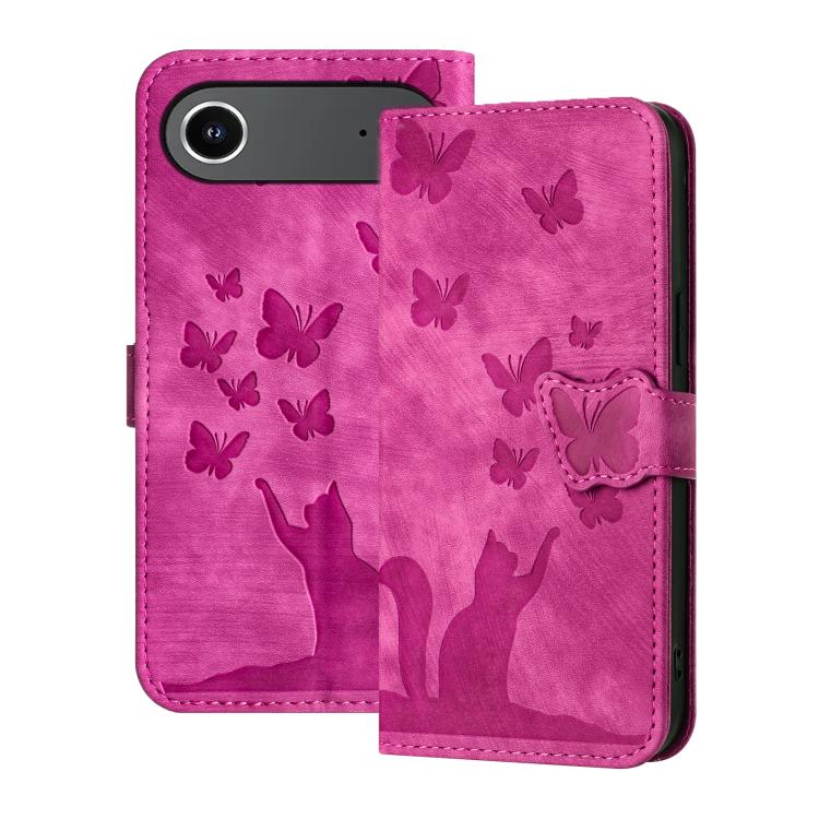 Butterfly Cat Embossing Flip Leather Phone Case