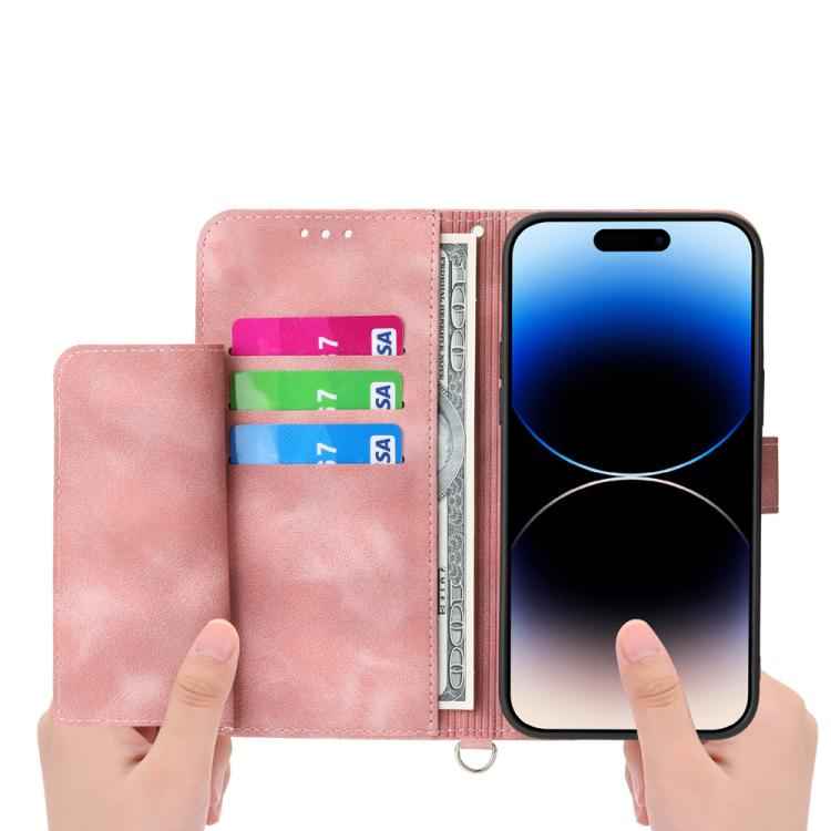 Skin-feel Flowers Embossed Wallet Leather Phone Case