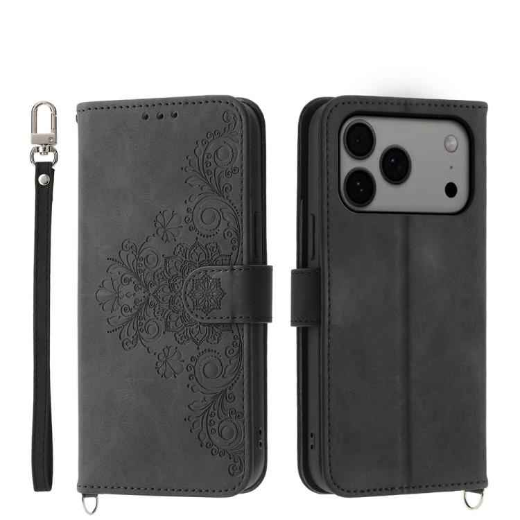 Skin-feel Flowers Embossed Wallet Leather Phone Case