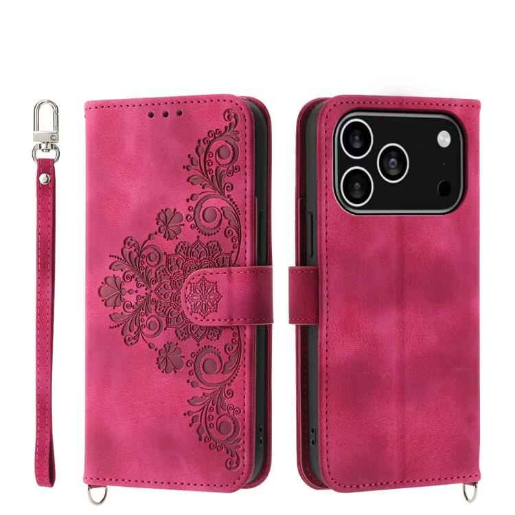 Skin-feel Flowers Embossed Wallet Leather Phone Case