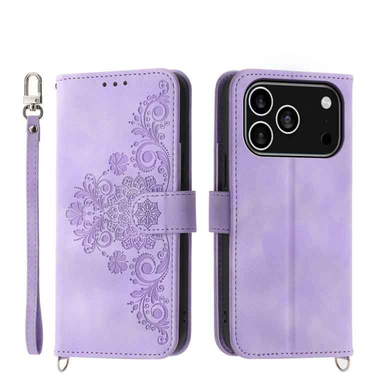 Skin-feel Flowers Embossed Wallet Leather Phone Case