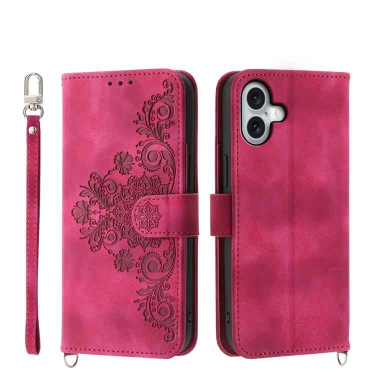 Skin-feel Flowers Embossed Wallet Leather Phone Case