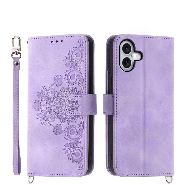 Skin-feel Flowers Embossed Wallet Leather Phone Case