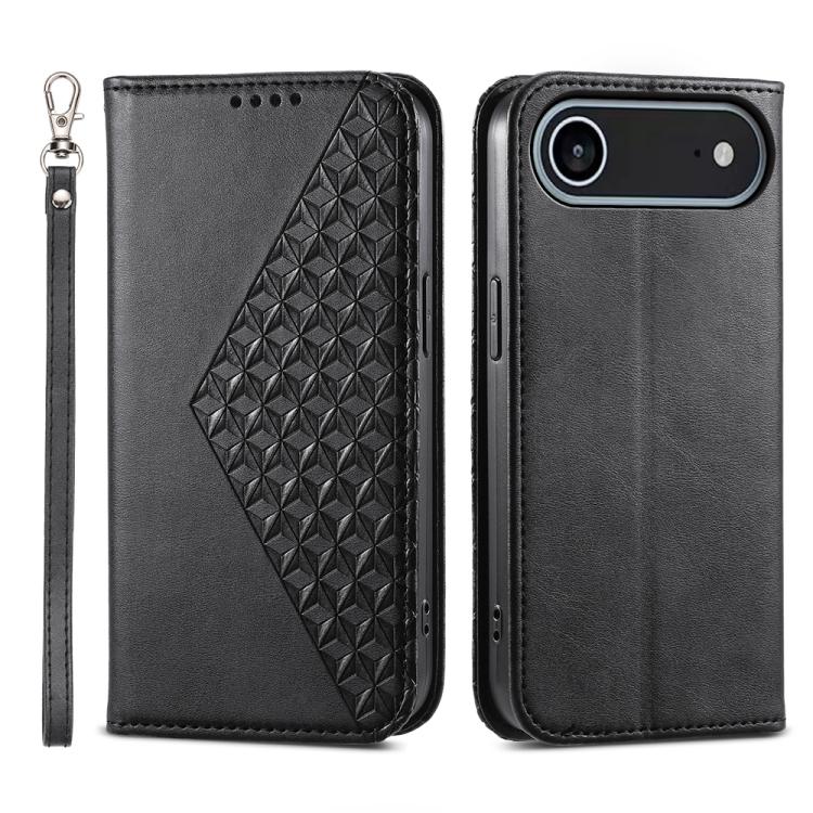 Cubic Grid Calf Texture Magnetic Leather Phone Case