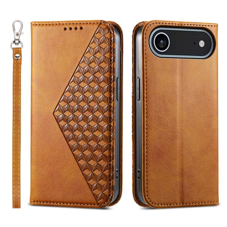 Cubic Grid Calf Texture Magnetic Leather Phone Case