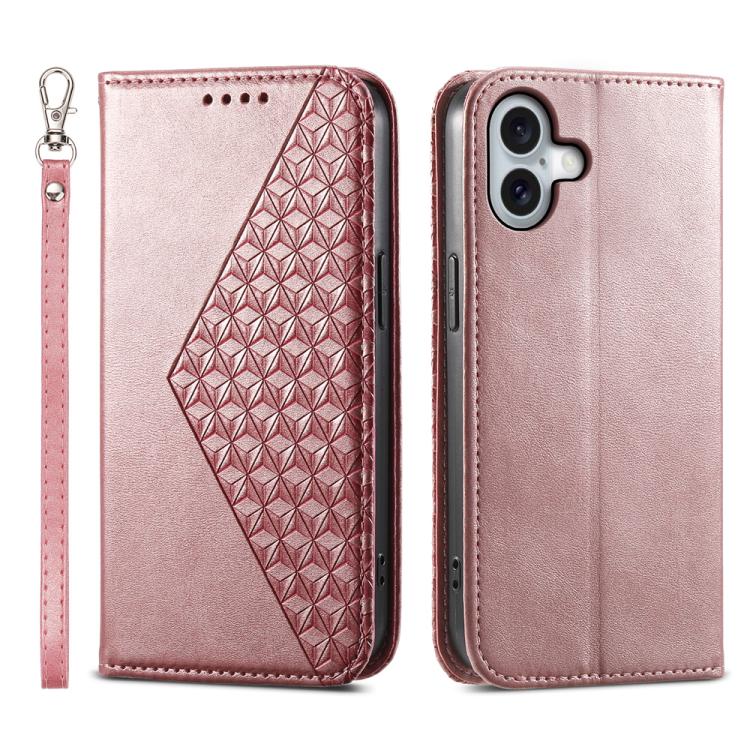 Cubic Grid Calf Texture Magnetic Leather Phone Case