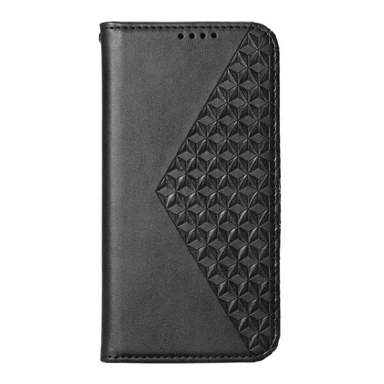 Cubic Grid Calf Texture Magnetic Leather Phone Case
