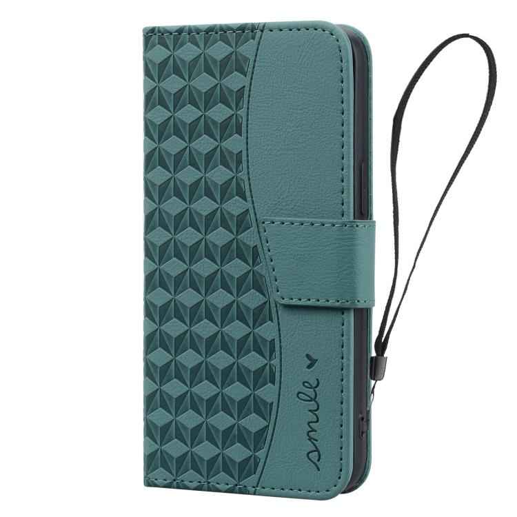 Business Diamond Buckle Leather Phone Case with Lanyard