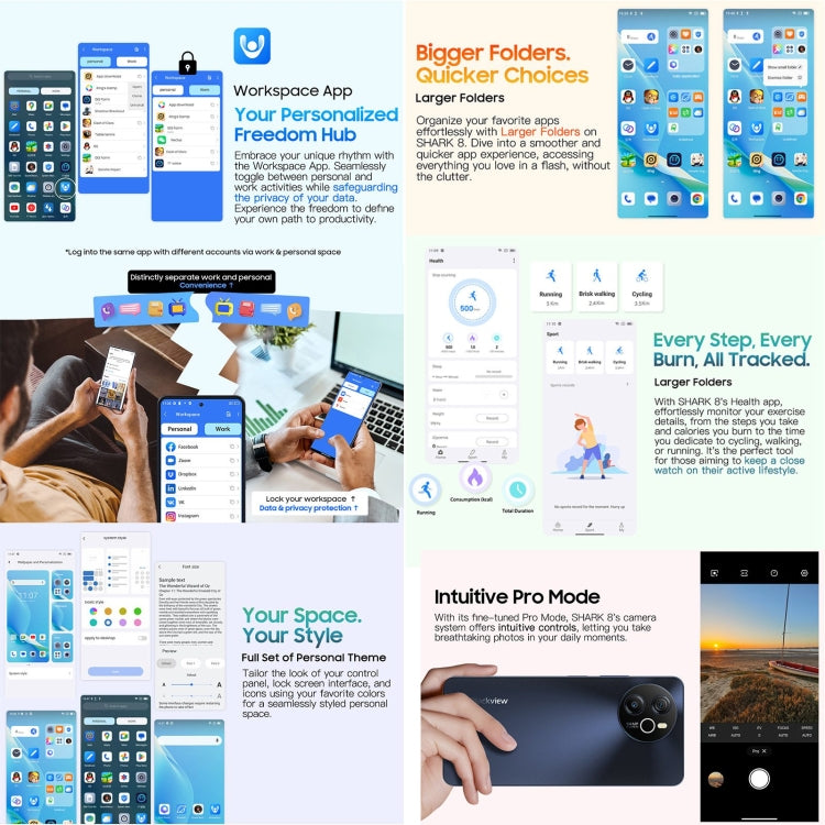 Blackview SHARK 8, Fingerprint Identification,8GB+256GB, 6.78 inch Android 13 MTK6789 Helio G99 Octa Core