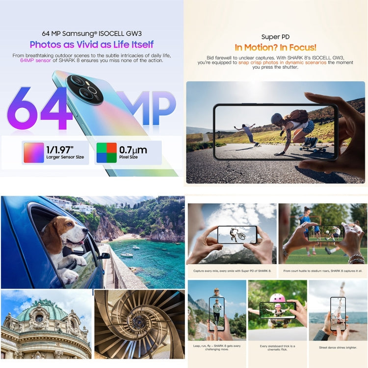 Blackview SHARK 8, Fingerprint Identification,8GB+256GB, 6.78 inch Android 13 MTK6789 Helio G99 Octa Core