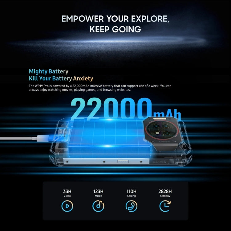 Smartphone Oukitel WP19 Pro - MediaTek Helio G99 Octa-core de 6,8 pulgadas, 8 GB + 256 GB, conectividad 4G NFC