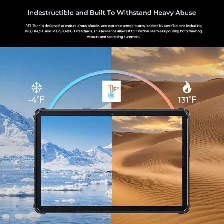 OUKITEL RT7 TITAN 5G Network IP68/IP69K Rugged Tablet, 10.1 inch Android 15 MediaTek Dimensity 7050 Octa Core Support Dual SIM, EU Plug