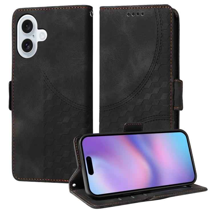 Embossed Rhombus Starry Leather Phone Case