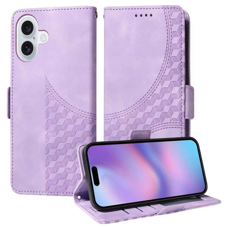 Embossed Rhombus Starry Leather Phone Case