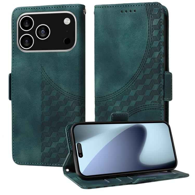Embossed Rhombus Starry Leather Phone Case