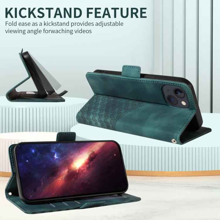 Embossed Rhombus Starry Leather Phone Case