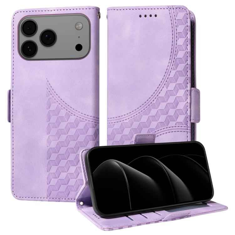 Embossed Rhombus Starry Leather Phone Case