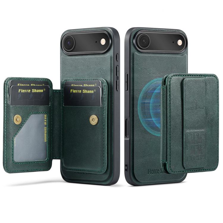 Fierre Shann Oil Wax Cow Leather Card Holder Back Phone Case