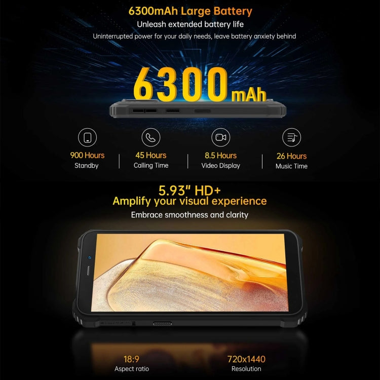 Oukitel WP32, Rugged smartphone, 4GB+128GB,5.93 inch Android 13 Unisoc Tiger T606 Octa-core
