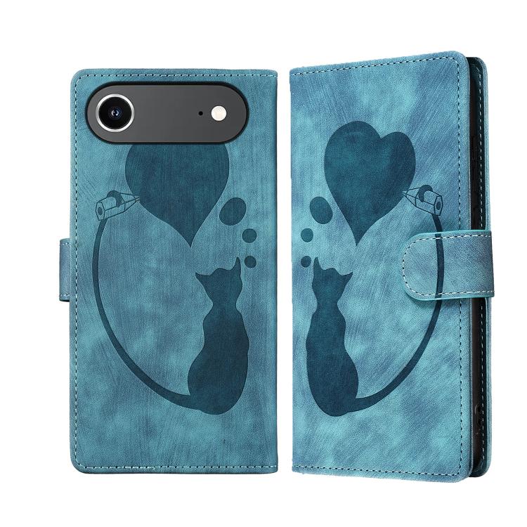 Pen Heart Cat Embossed Leather Phone Case