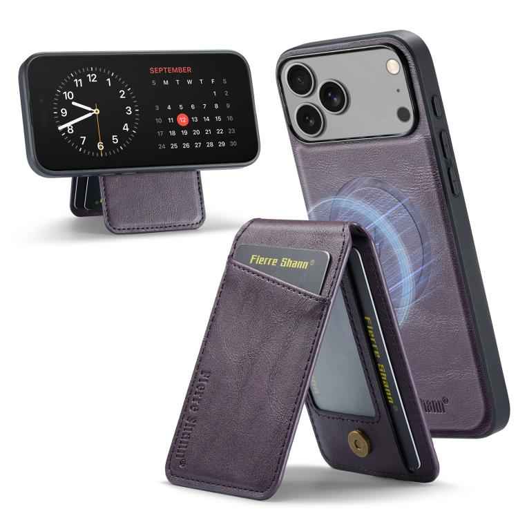 Fierre Shann Cowhide Vertical Flip Magnetic Card Holder Phone Case