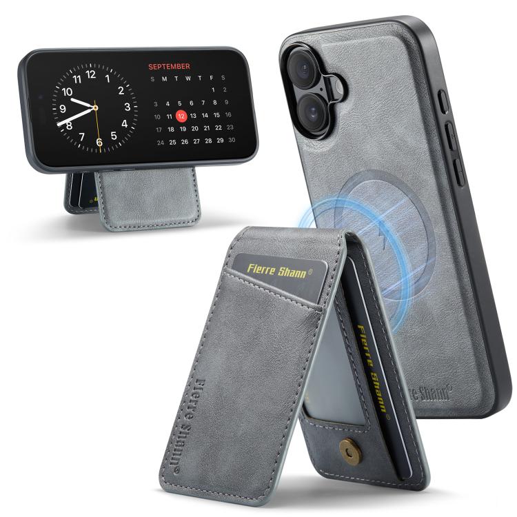 Fierre Shann Cowhide Vertical Flip Magnetic Card Holder Phone Case