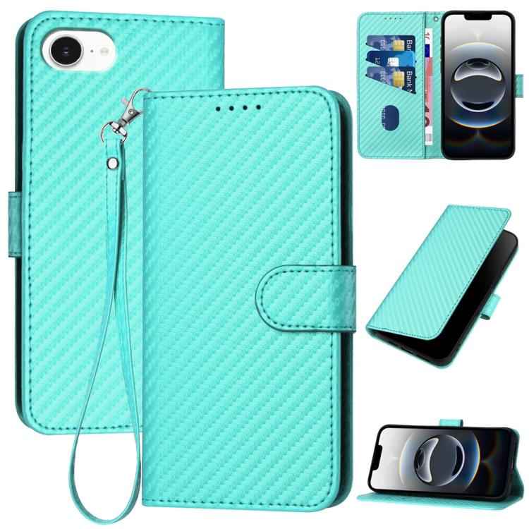 YX0070 Carbon Fiber Buckle Leather Phone Case with Lanyard